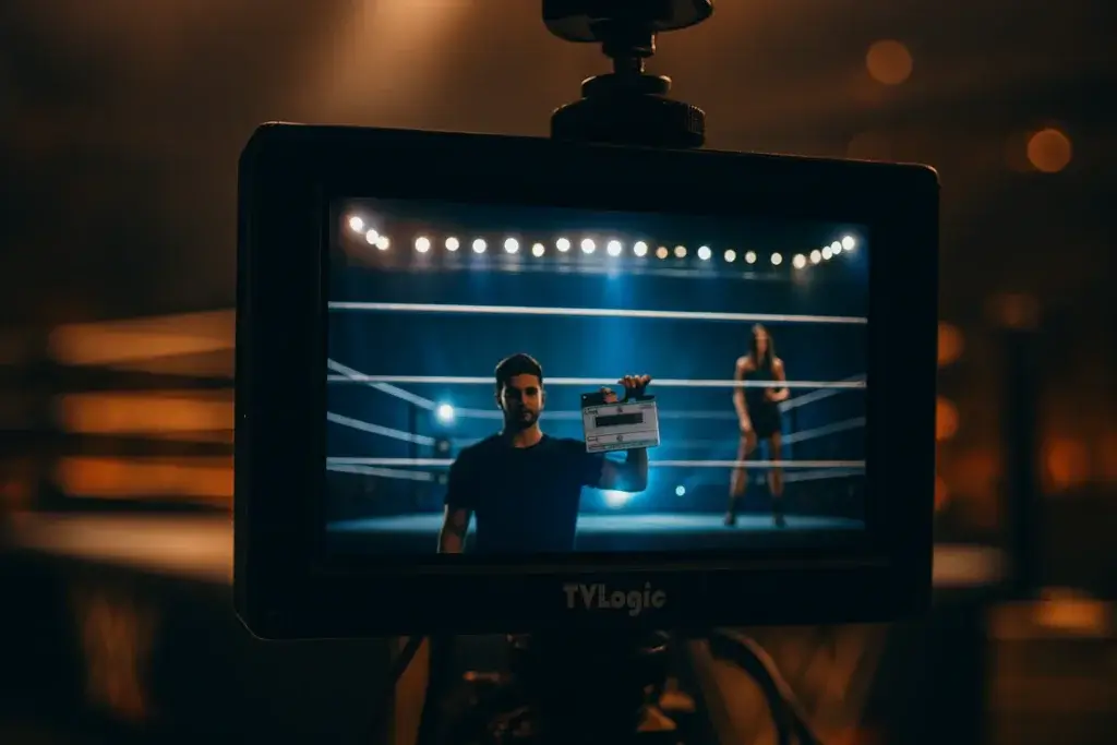 WWE Promo Shoot – Behind the Scenes with Skystorm USA Networks and USA Network Behind-the-scenes crew filming WWE promo for USA Network with Skystorm USA Networks team on set